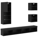 vidaXL TV Fali Egységek LED-del 5 pcs Fekete tölgy Faanyag