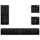 vidaXL TV Fali Egységek LED-del 5 pcs Fekete tölgy Faanyag