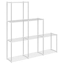 vidaXL Tubuláris polc tárolóval Fehér 129 x 27 x 132 cm Alumínium