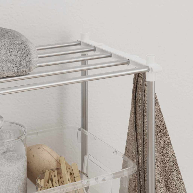 vidaXL Mosógép polc polcokkal Fehér 63 x 27 x 136 cm Alumínium