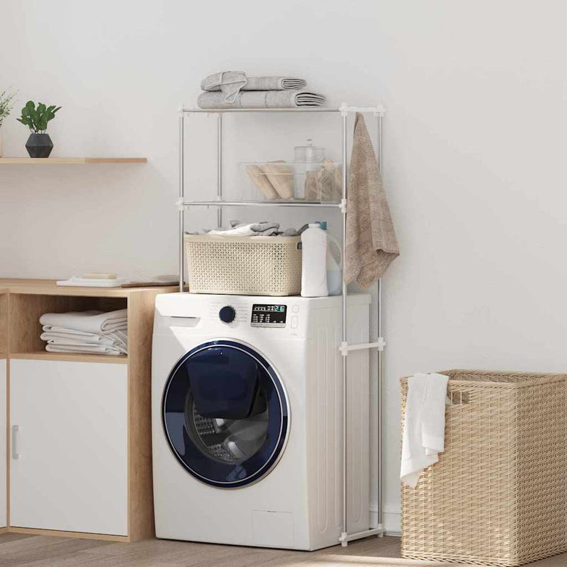 vidaXL Mosógép polc polcokkal Fehér 63 x 27 x 136 cm Alumínium