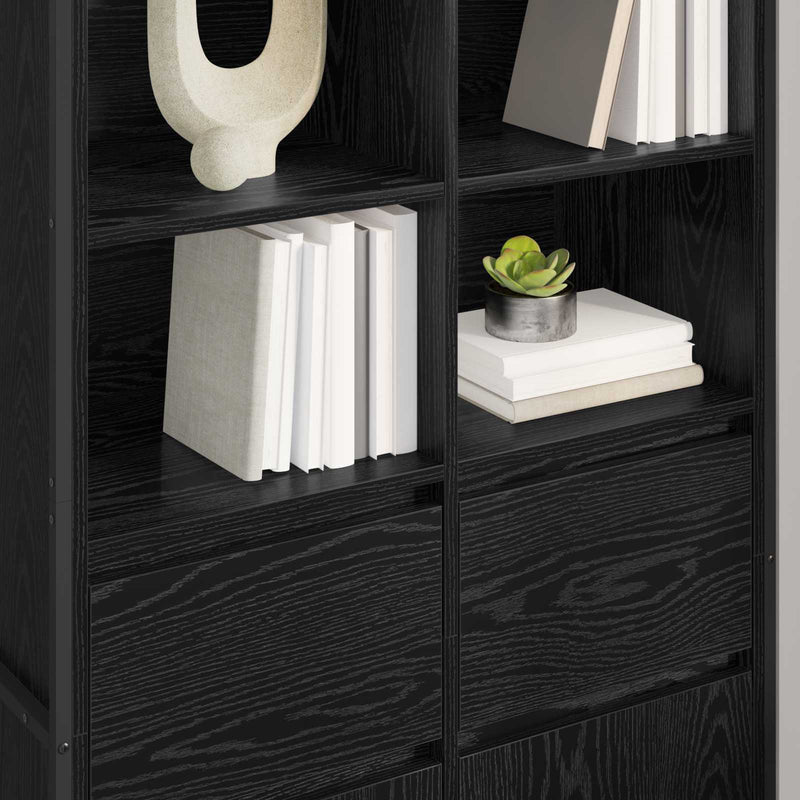 vidaXL Széf fiókkal 2 pcs Fekete tölgy 81 x 36 x 150.5 cm Faanyag