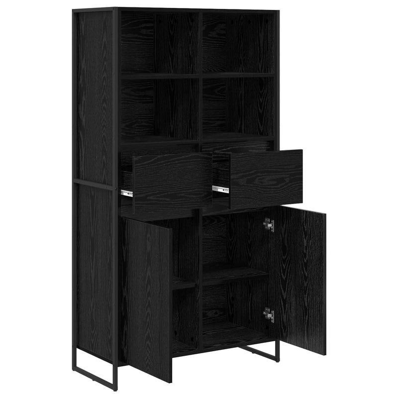 vidaXL Széf fiókkal 2 pcs Fekete tölgy 81 x 36 x 150.5 cm Faanyag