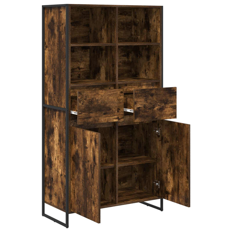 vidaXL Széf fiókkal 2 pcs Füstös tölgy 81 x 36 x 150.5 cm Faanyag