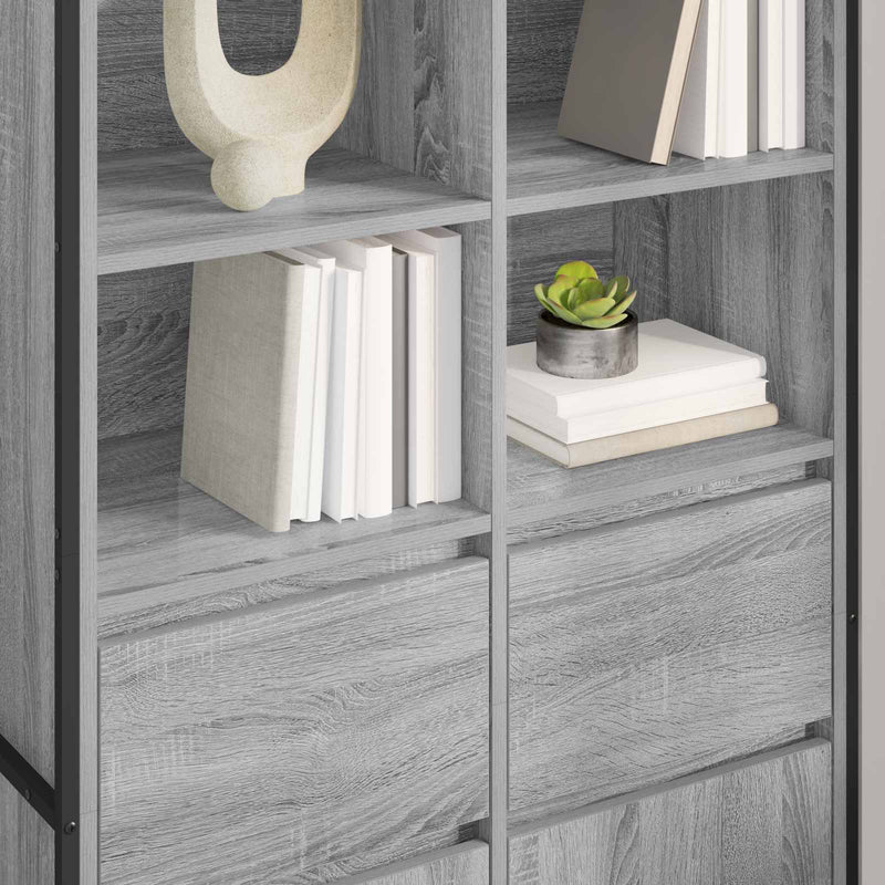 vidaXL Széf fiókkal 2 pcs Szürke Sonoma 81 x 36 x 150.5 cm Faanyag