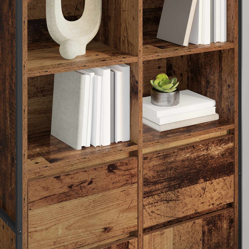 vidaXL Széf fiókkal 2 pcs Öreg fa 81 x 36 x 150.5 cm Faanyag