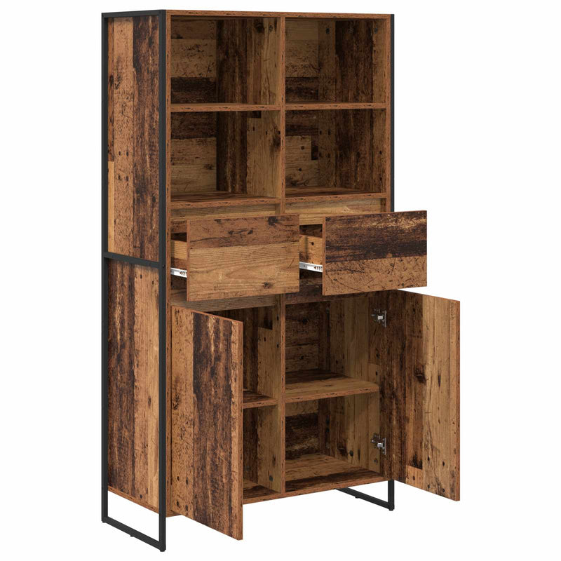 vidaXL Széf fiókkal 2 pcs Öreg fa 81 x 36 x 150.5 cm Faanyag