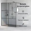 vidaXL Walk-in zuhanyfal Fekete 140 x 195 cm edzett üveg