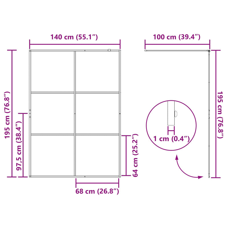 vidaXL Walk-in zuhanyfal Fekete 140 x 195 cm edzett üveg