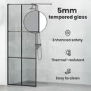 vidaXL Walk-in zuhanyfal Fekete 90 x 195 cm edzett üveg