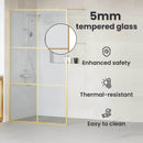 vidaXL Walk-in zuhanyfal Arany 140 x 195 cm edzett üveg
