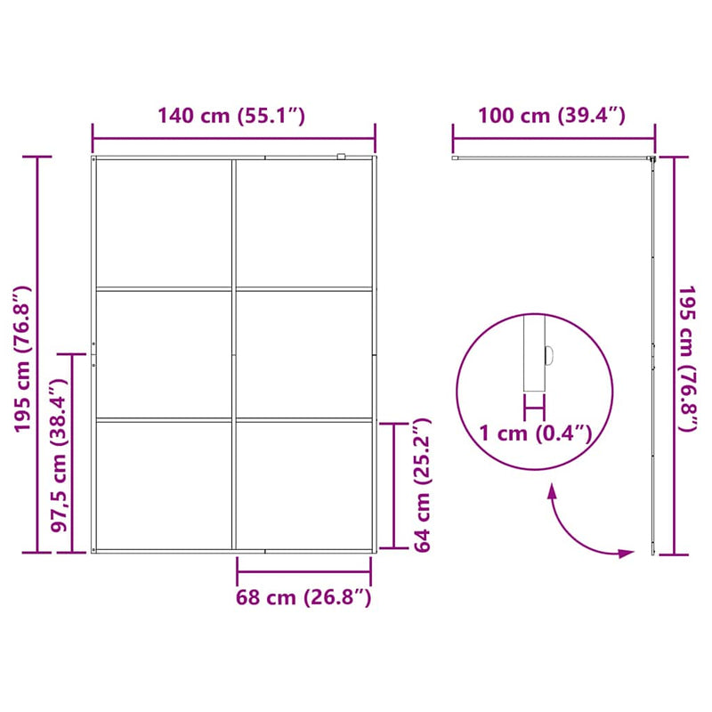 vidaXL Walk-in zuhanyfal Arany 140 x 195 cm edzett üveg