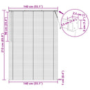 vidaXL Zsaluzia Fekete 213 x 140 cm PVC