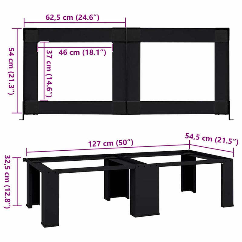 vidaXL Mosógép Talp 2 pcs Fekete 64 x 55 x 32.5 cm Acél