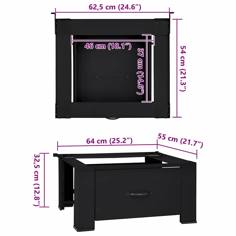 vidaXL Mosógép Talp Fekete 64 x 55 x 32.5 cm Acél