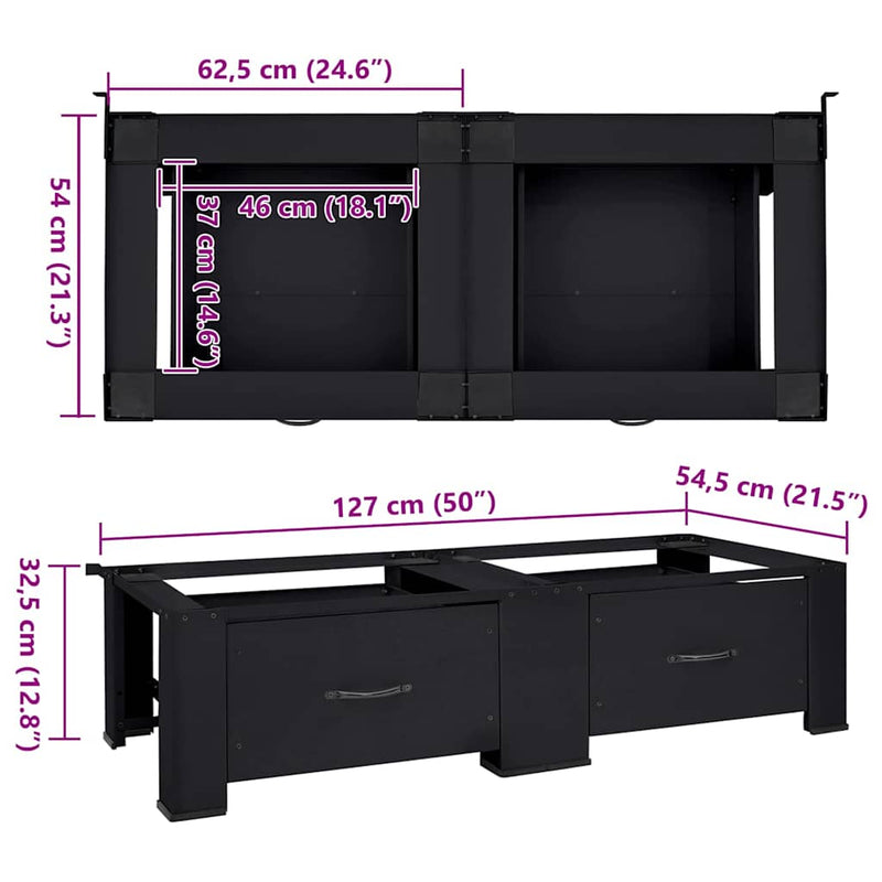vidaXL Mosógép Talp 2 pcs Fekete 64 x 55 x 32.5 cm Acél