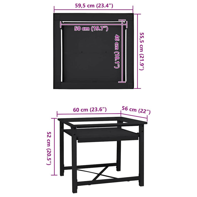 vidaXL Mosógép Talp Fekete 64 x 55 x 32.5 cm Acél