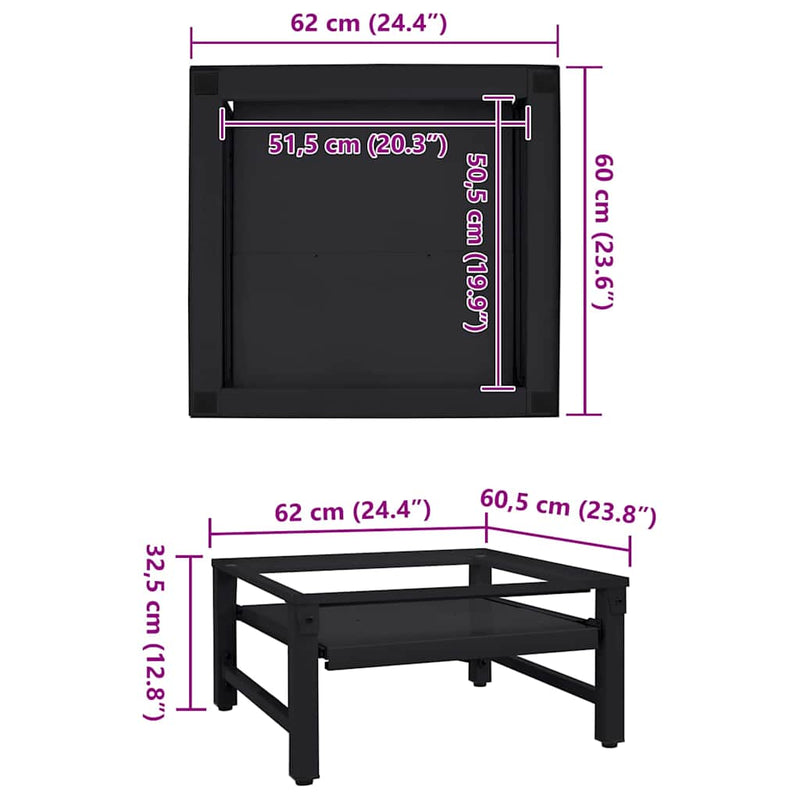 vidaXL Mosógép Talp Fekete 64 x 55 x 32.5 cm Acél