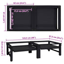 vidaXL Mosógép Talp 2 pcs Fekete 124,5 x 61,5 x 32,5 cm Acél