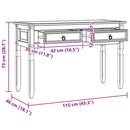 vidaXL Végasztal fiókkal Corona Fehér 115 x 46 x 73 cm Tömör fenyőfa