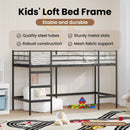 vidaXL Gyerekek Loft Ágykerete Egyszínű Fekete 75 x 190 cm Acél