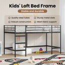 vidaXL Gyerekek Loft Ágykerete Egyszínű Fekete 80 x 200 cm Acél