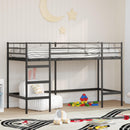 vidaXL Gyerekek Loft Ágykerete Fekete 90 x 190 cm Acél