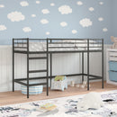 vidaXL Gyerekek Loft Ágykerete Fekete 90 x 190 cm Acél