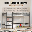 vidaXL Gyerekek Loft Ágykerete Fekete 90 x 190 cm Acél