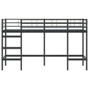 vidaXL Gyerekek Loft Ágykerete Fekete 90 x 190 cm Acél