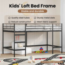 vidaXL Gyerekek Loft Ágykerete Egyszínű Fekete 100 x 200 cm Acél