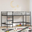 vidaXL Gyerekek Loft Ágykerete Fekete 107 x 200 cm Acél