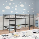 vidaXL Gyerekek Loft Ágykerete Fekete 107 x 200 cm Acél