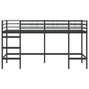 vidaXL Gyerekek Loft Ágykerete Fekete 107 x 200 cm Acél