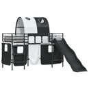 vidaXL Gyerekek Loft Ágykerete Fekete 100 x 190 cm Fém
