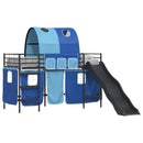vidaXL Gyerekek Loft Ágykerete Fekete és Kék 75 x 190 cm Fém