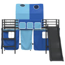 vidaXL Gyerekek Loft Ágykerete Fekete és Kék 90 x 190 cm Fém