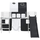 vidaXL Gyerekek Loft Ágykerete Fehér és fekete 90 x 190 cm Fém