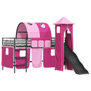 vidaXL Gyerekek Loft Ágykerete Fekete és Rózsaszín 107 x 203 cm Fém