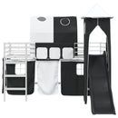 vidaXL Gyerekek Loft Ágykerete Fehér és Fekete 107 x 203 cm Fém