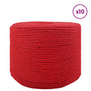 vidaXL Pamut Zsinór 10 db 2 mm 100 m Piros 100% Pamut