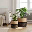 vidaXL Növényi Cserép Készlet 2 db Természetes és Fekete Ø 28 x 28 cm