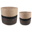 vidaXL Növényi Cserép Készlet 2 pcs Természetes és Fekete Ø 28 x 28 cm