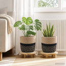 vidaXL Növényi Cserép Készlet 2 db Természetes és Fekete Ø 21 x 21 cm