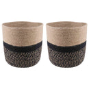 vidaXL Növényi Cserép Készlet 2 pcs Természetes és Fekete Ø 21 x 21 cm
