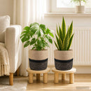 vidaXL Növényi Cserép Készlet 2 db Természetes és Fekete Ø 28 x 28 cm