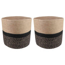 vidaXL Növényi Cserép Készlet 2 pcs Természetes és Fekete Ø 28 x 28 cm
