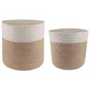vidaXL Növényi Cserép Készlet 2 pcs Természetes és Fehér Ø 28 x 28 cm