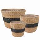 vidaXL Tengeri fű növénytartók 3 pcs Természetes és Fekete Ø26 x 19 cm