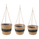 vidaXL Tengeri fű növénytartók 3 pcs Természetes és Fekete Ø26 x 19 cm